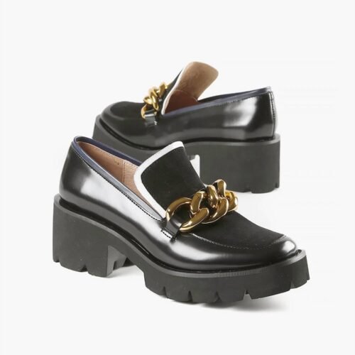 All Black - CHUNK LINKS LADY LUGG LOAFER